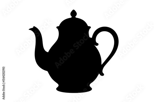 Silhouette of a Teapot in Black on White Background