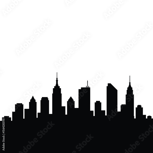 Modern City Skyline Silhouette Vector Illustration - Urban Architecture Scape