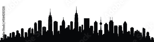 Modern City Skyline Silhouette Vector Illustration - Urban Architecture Scape