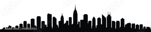 Modern City Skyline Silhouette Vector Illustration - Urban Architecture Scape
