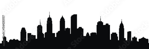 Modern City Skyline Silhouette Vector Illustration - Urban Architecture Scape