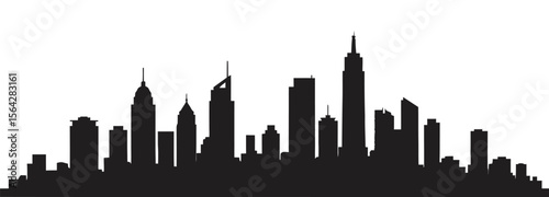 Modern City Skyline Silhouette Vector Illustration - Urban Architecture Scape