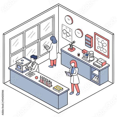 Three scientists in a laboratory setting engaged in research and analysis with scientific equipment and experiments illustrating scientific discovery and innovation