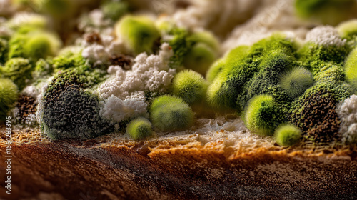 Macro view of advanced food decay a bread slice - Generative AI