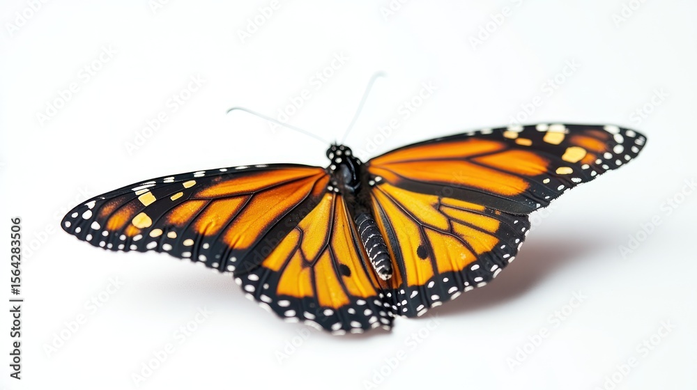 Fototapeta premium Monarch butterfly, vibrant orange and black wings (1)