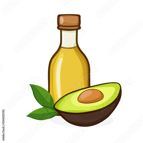 My Simple flat 2D illustration of a icon avocado oil isolated on a white background, vector 2D design, icon, flat 2d illustration art, My vector design
