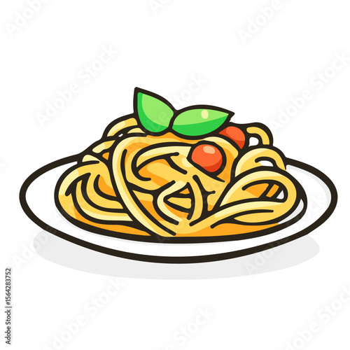 My Simple flat 2D illustration of a spaghetti carbonara isolated on a white background, vector 2D design, icon, flat 2d illustration art, My vector design