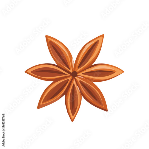 My Simple flat 2D illustration of a icon star anise spice isolated on a white background, vector 2D design, icon, flat 2d illustration art, My vector design
