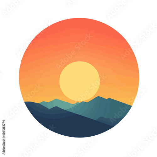 My Simple flat 2D illustration of a icon sunrise isolated on a white background, vector 2D design, icon, flat 2d illustration art, My vector design