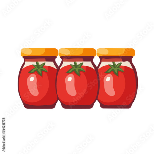 My Simple flat 2D illustration of a icon tomato paste jars group isolated on a white background, vector 2D design, icon, flat 2d illustration art, My vector design