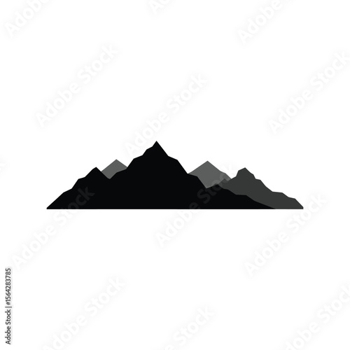 Mountain Range Silhouette Vector Illustration - Outdoor Landscape