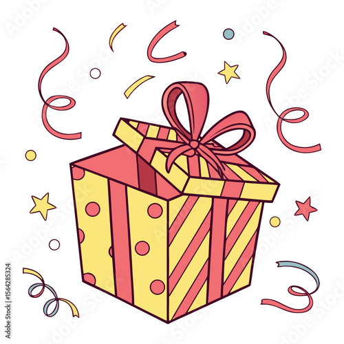 Surprise gift box. Easy editable vector design.