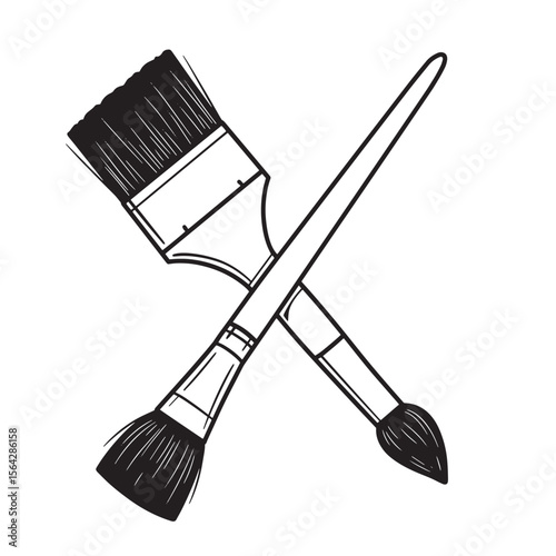 Crossed paint brushes ornament set decorative black and white art tools for creativity and design