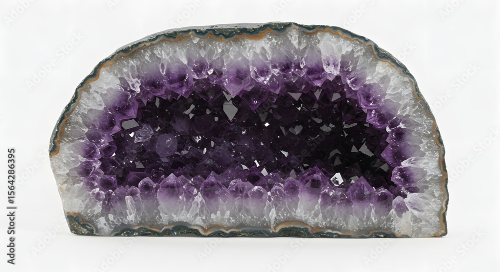 Amethyst Geode Slice, Purple Crystal Cave, Natural Mineral Specimen - High-quality stock image for commercial use Amethyst Geode Slice, Purple Crystal Cave, Natural Mineral Specimen - High-quality stock image for commercial use