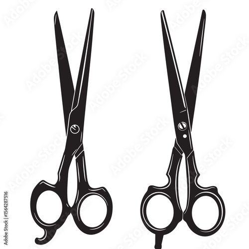Silhouettes of professional hairdressing scissors in a stylish ornament set for barber shops and salons