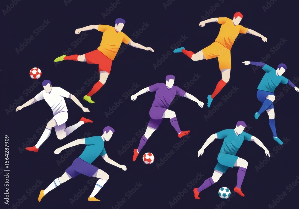 Obraz premium soccer players vector