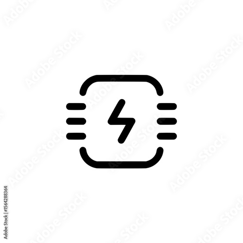Icon of an abstract power bolt enclosed in lines symbolizing electricity, fast charging, and energy transmission.