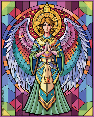 engle, Stained Glass Style, Full body