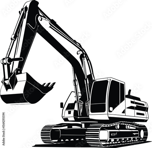Illustration of a heavy equipment
excavator, construction and heavy machinery vector graphic