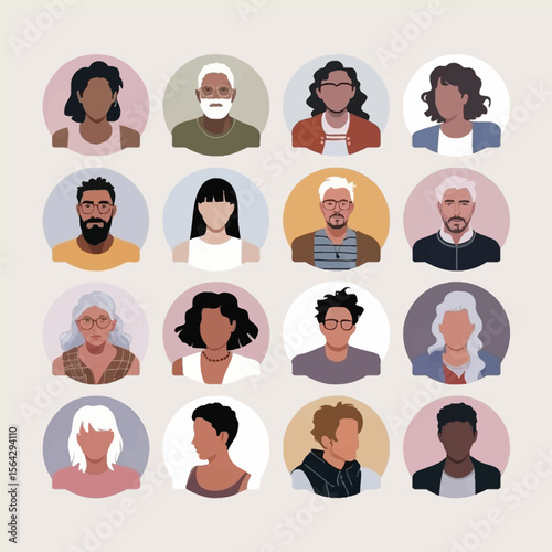 Diverse Avatar Set Circular Portraits People Faces avatars profile