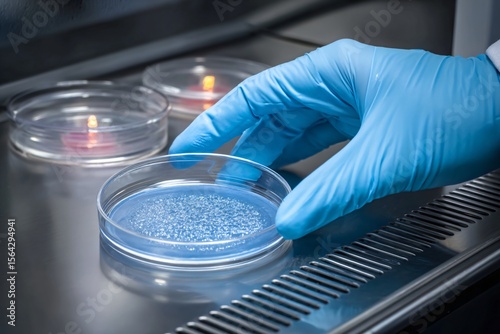 Laboratory Experiment with Petri Dish Science Lab Photography Controlled Environment Close-Up View