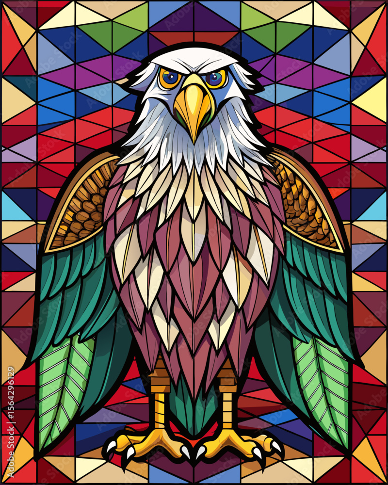 Naklejka premium eagle brid, Stained Glass Style, Full body 