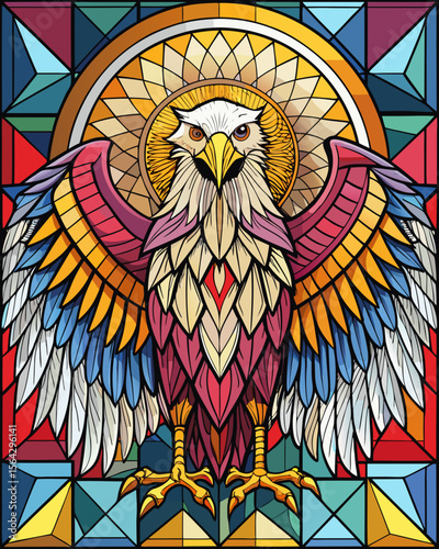 eagle brid, Stained Glass Style, Full body	