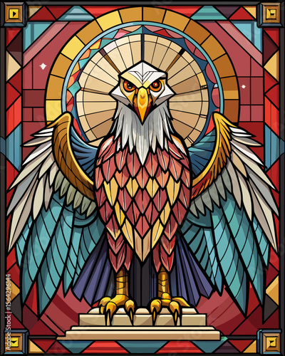 eagle brid, Stained Glass Style, Full body	