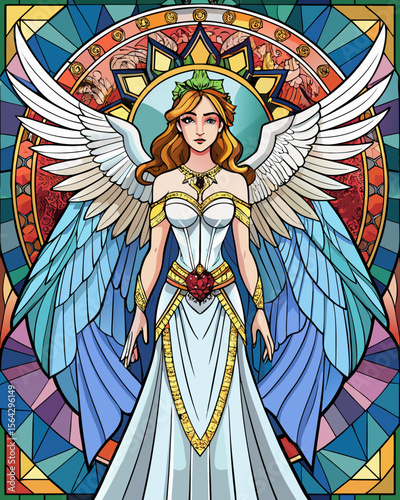 eagle brid, Stained Glass Style, Full body	