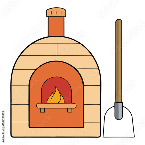 Traditional firewood oven with a sturdy metal shovel—perfect for baking pizzas, bread, or roasting. Rustic charm meets authentic wood-fired cooking.
