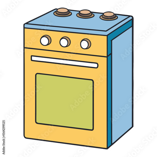 A kitchen stove is a cooking appliance with burners or heating elements used to boil, fry, or simmer food. It often includes an oven for baking and roasting meals.
