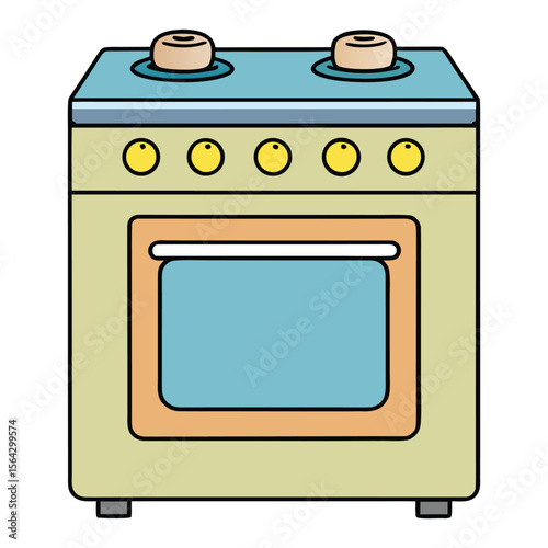 A kitchen stove is a cooking appliance with burners or heating elements used to boil, fry, or simmer food. It often includes an oven for baking and roasting meals.
