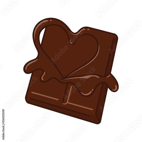 Delicious Melted Chocolate Bar Forming a Heart Shape  Sweet Treat Valentines Day Dessert