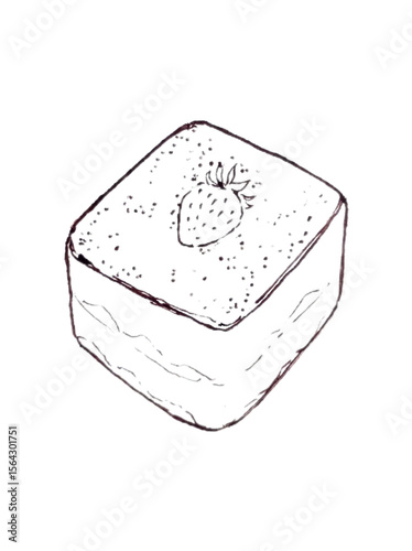 Tiramisu dessert box with strawberry drawing