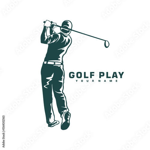 Golf Player logo design vector. Silhouette Golf Male Player Template Illustration. Icon Symbol