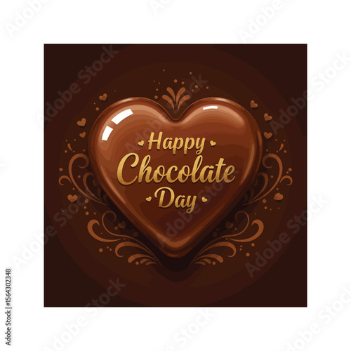 Happy Chocolate Day Delicious Chocolate Heart Image for Social Media