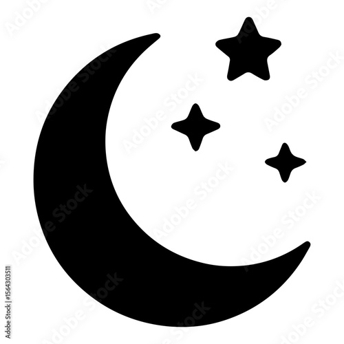 Moon and stars icon for night sleep tracking app with transparent background
