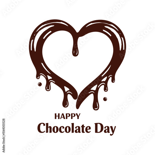 Happy Chocolate Day Melted Chocolate Heart Dripping Design