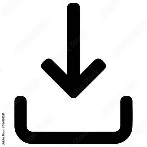 Download arrow icon pointing down symbolizing file download with transparent background
