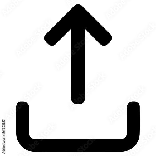 Upload arrow icon pointing up symbolizing file upload with transparent background
