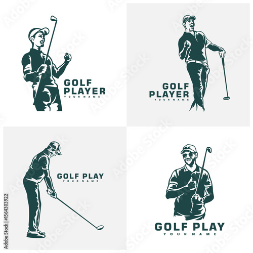 Golf Player logo design vector. Silhouette Golf Male Player Template Illustration. Icon Symbol