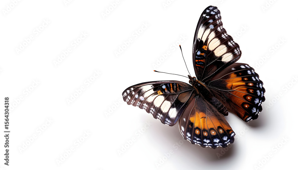 Obraz premium Close-up of a Butterfly Isolated on White Background – Detailed Wings, Minimalist Nature Concept, Ideal for Print, Design, and Educational Use