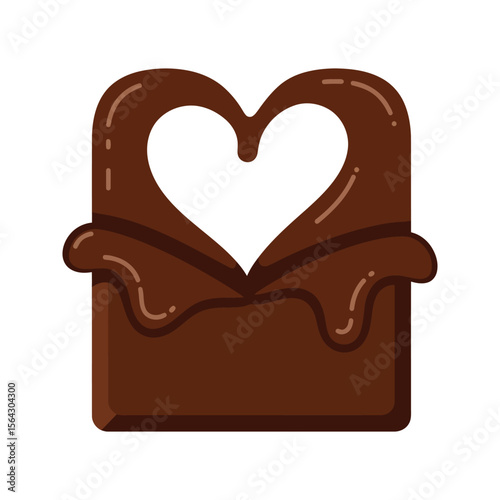 Heartshaped chocolate dessert delicious sweet treat Valentines Day candy brown chocolate melts cocoa romantic food illustration