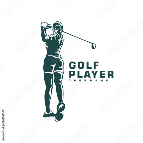 Golf Player logo design vector. Silhouette Golf Women Player Template Illustration. Icon Symbol