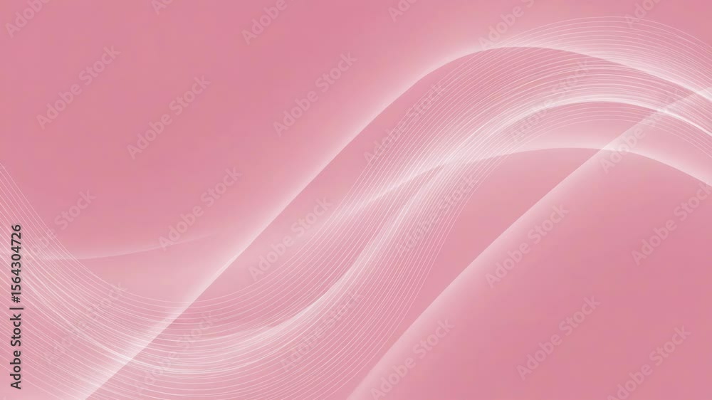 A soft pink abstract background features smooth, curved lines and a gentle wave pattern