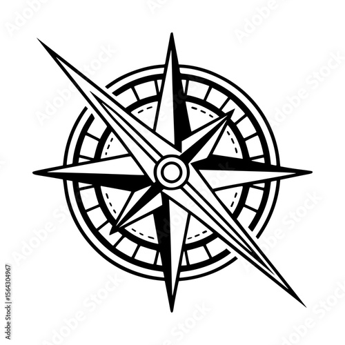 Flat Vector Compass Icon – Minimalist Navigation Symbol