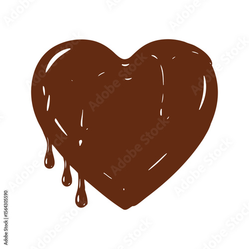 Melting Chocolate Heart  Dripping Sweetness Valentines Day Dessert Love Chocolate