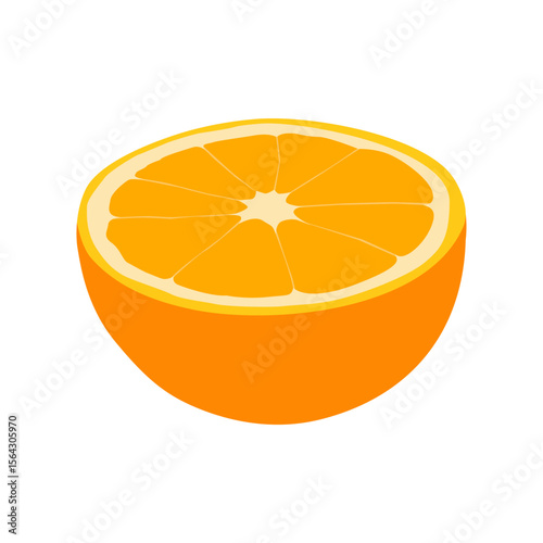 Flat Vector Style Half Orange Fruit Slice