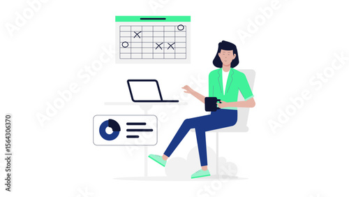 Woman reviewing schedule and data at desk. Suitable for business, planning, organization, data analysis, work from home concepts.