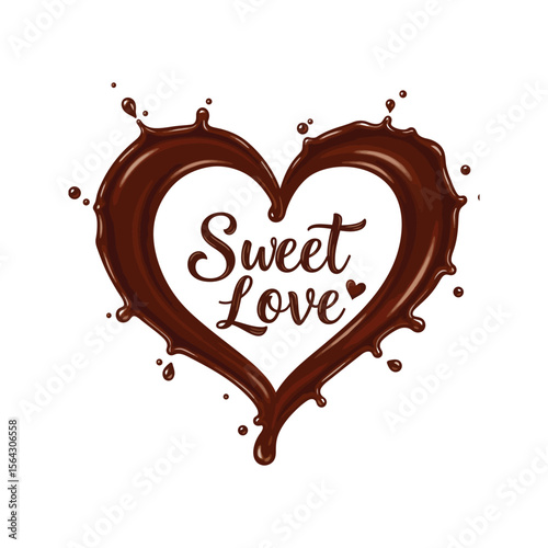 Sweet Love Chocolate Heart Splash Valentines Day Romantic Brown Beverage Delicious